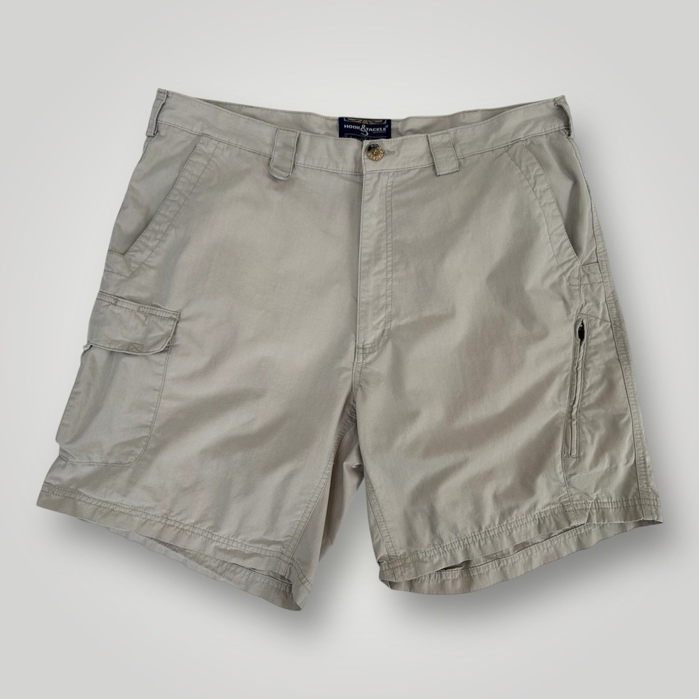 Hook & Tackle Cargo Shorts Mens 40 Beige Fishing Outdoor‎ Utility 9 Inch Inseam